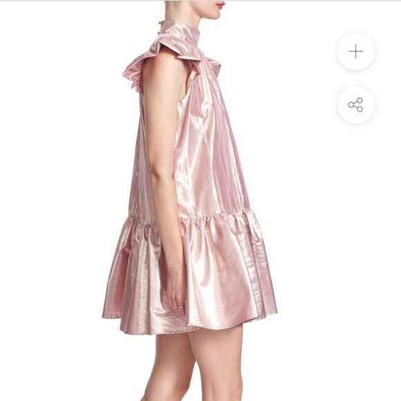 Corey Lynn Calter Dress Pink Metallic Roanne Mini Ruffle Sz M - Picture 3 of 12